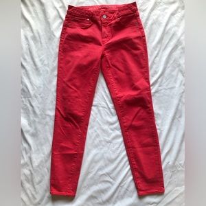 Coral jeans brighten up any closet!